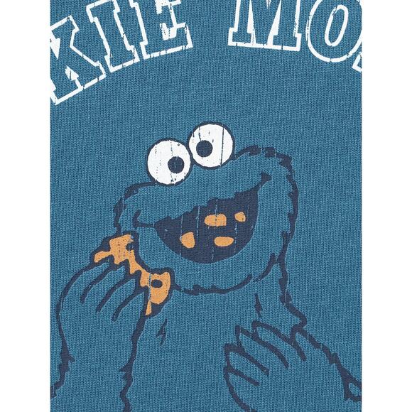 GU Uniqlo x Sesame Street Cookie Monster Half Sleeve Sweat Look T-shirt in Blue - Picture 4 of 10